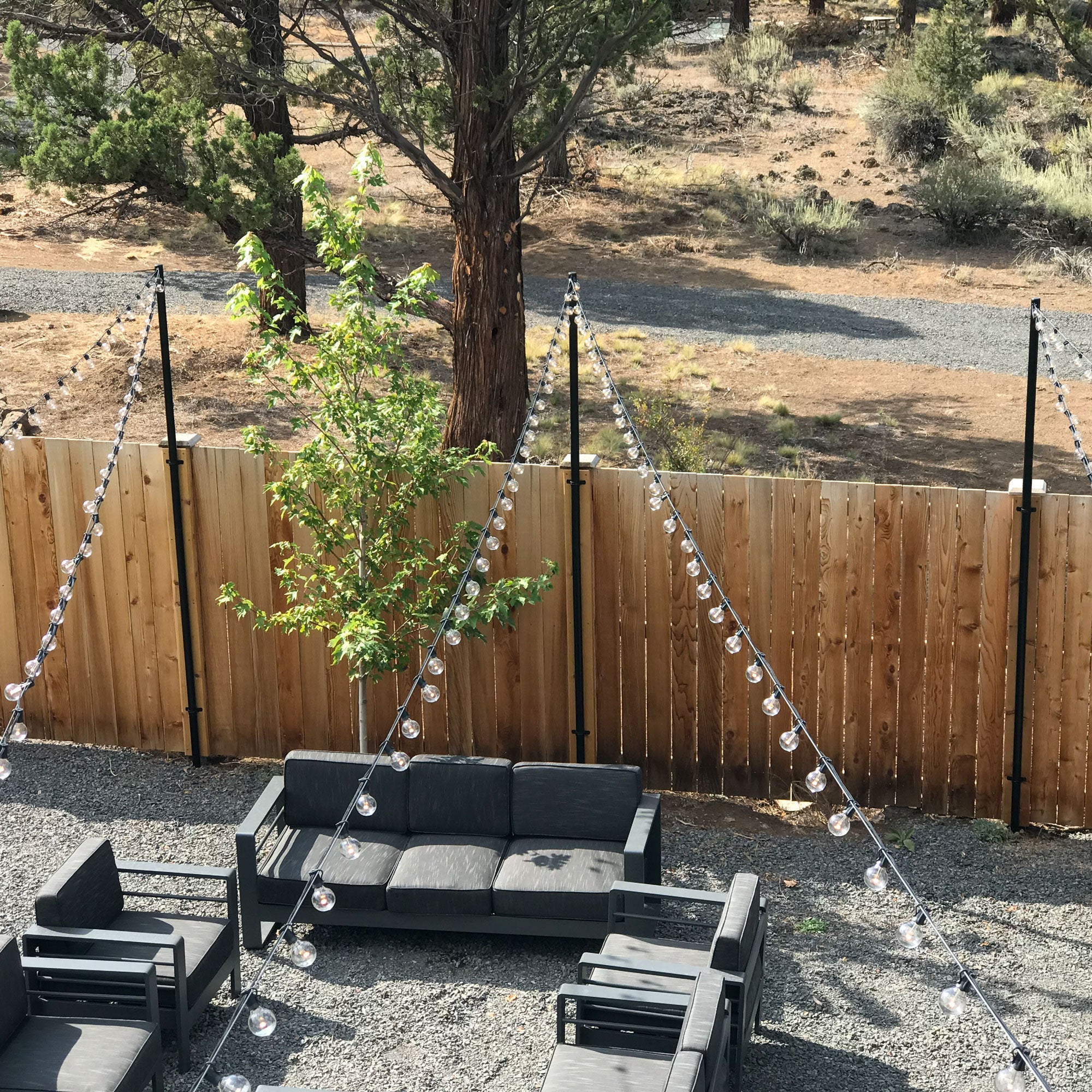 String Light Pole Stand With Brackets - Hang String Lights above Fence or  Rail