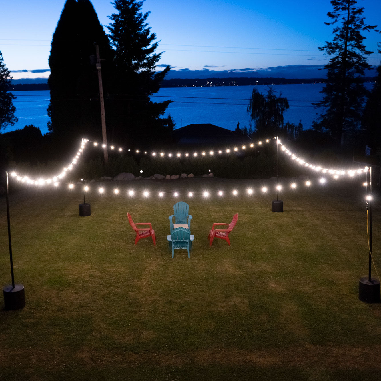 Adjustable String Light Poles Outdoor Garden Decor